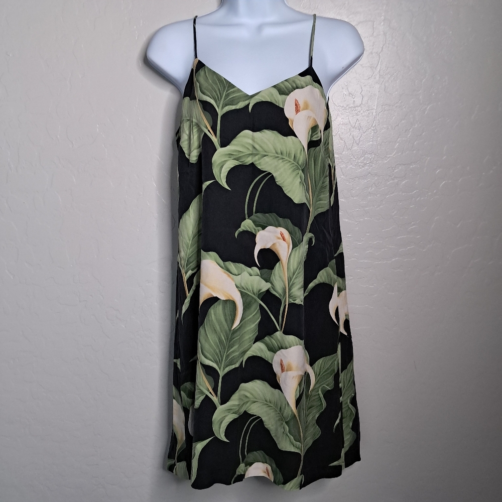 Vintage 1990s Tommy Bahama Silk Floral Midi Dress Women's 8